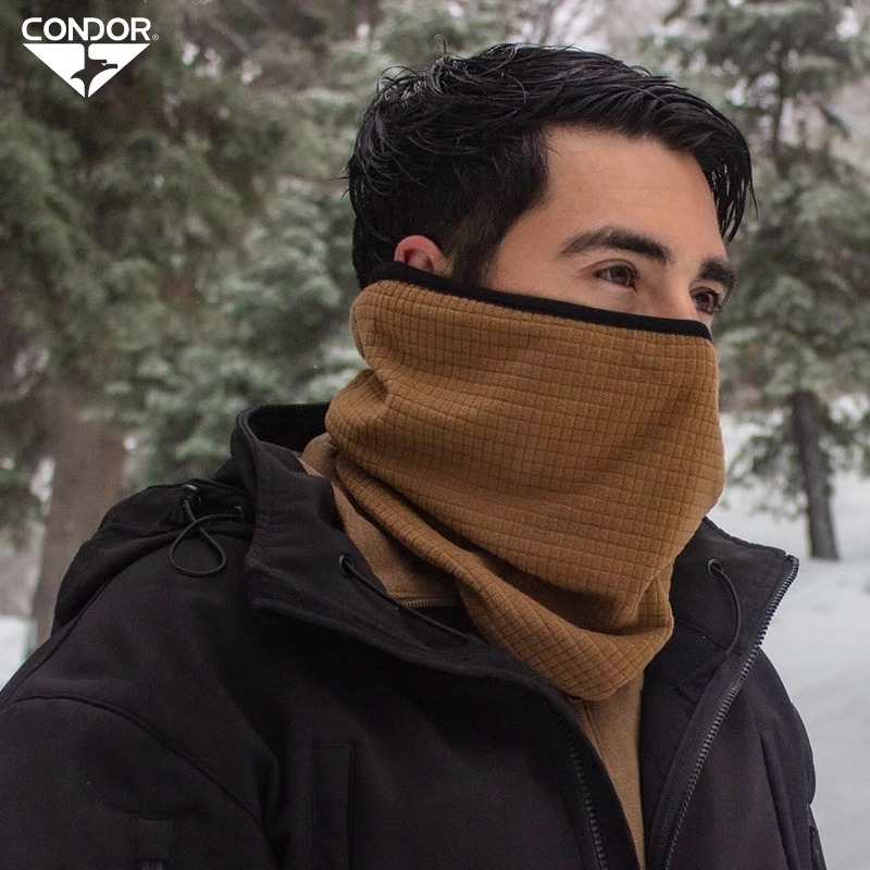 condor双面透气格子摇粒绒围脖户外登山徒步防风面罩滑雪保暖围脖