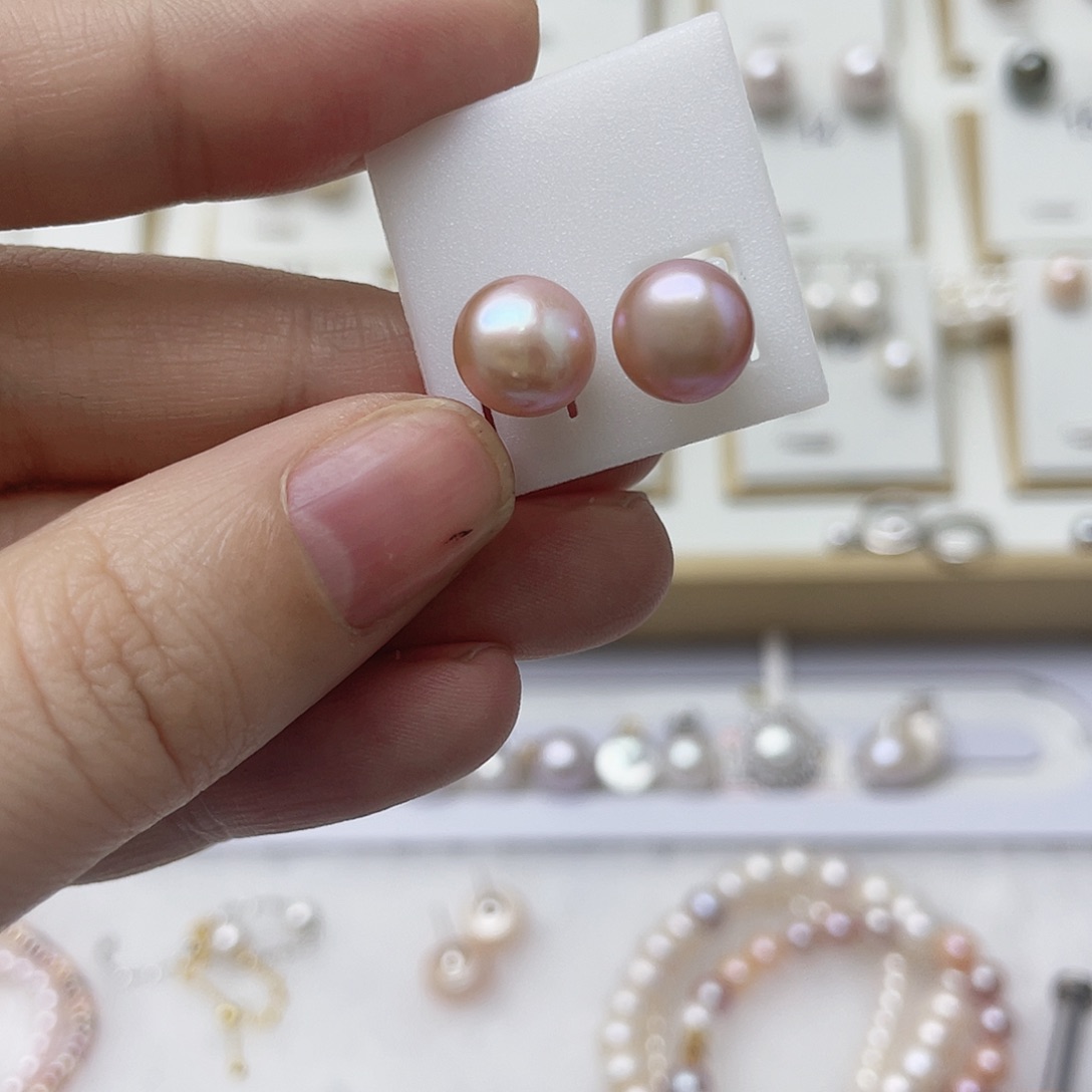 草****银S925镶嵌淡水珍珠耳饰