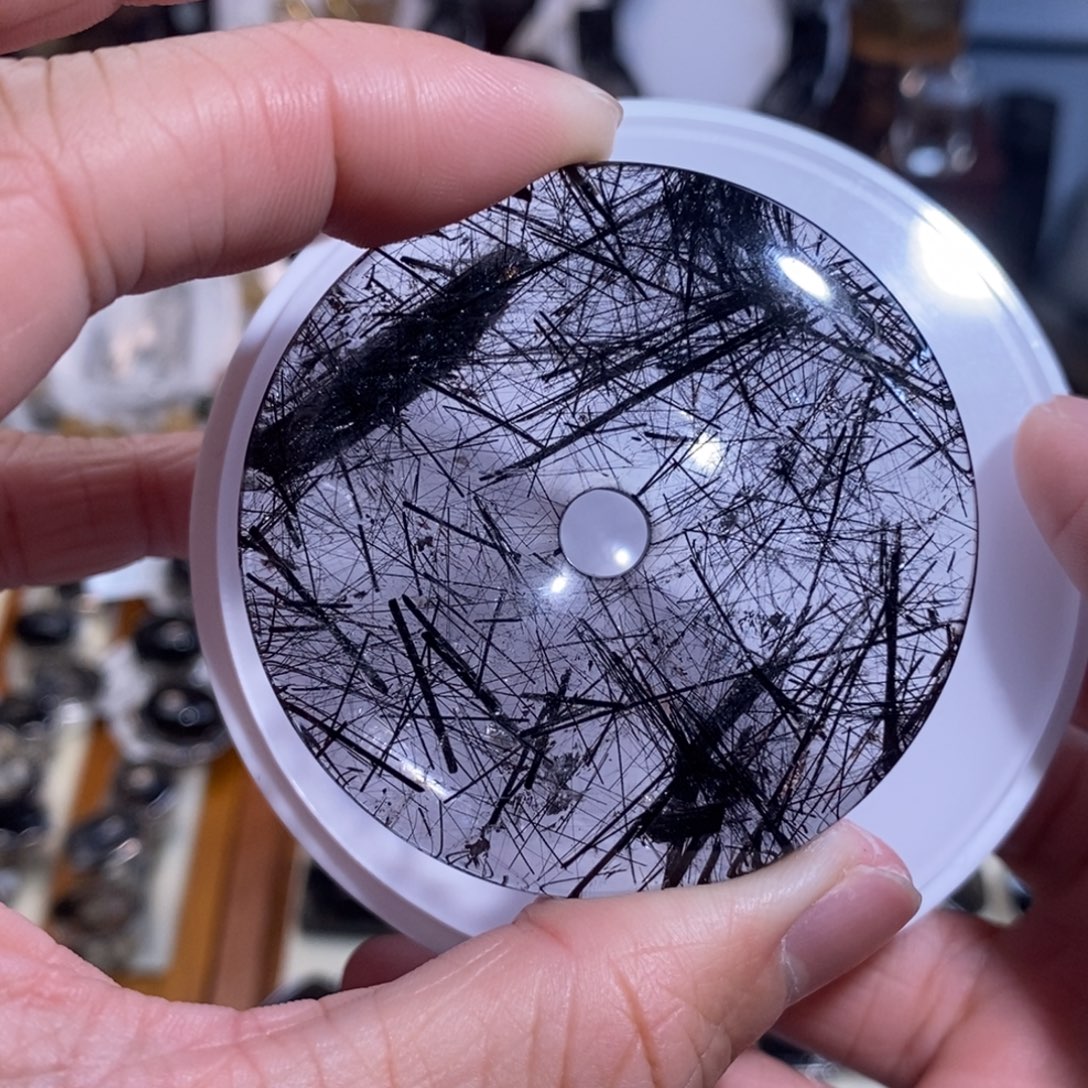 未镶嵌水晶手链黑发晶平安扣53×8全透体满发蕾丝