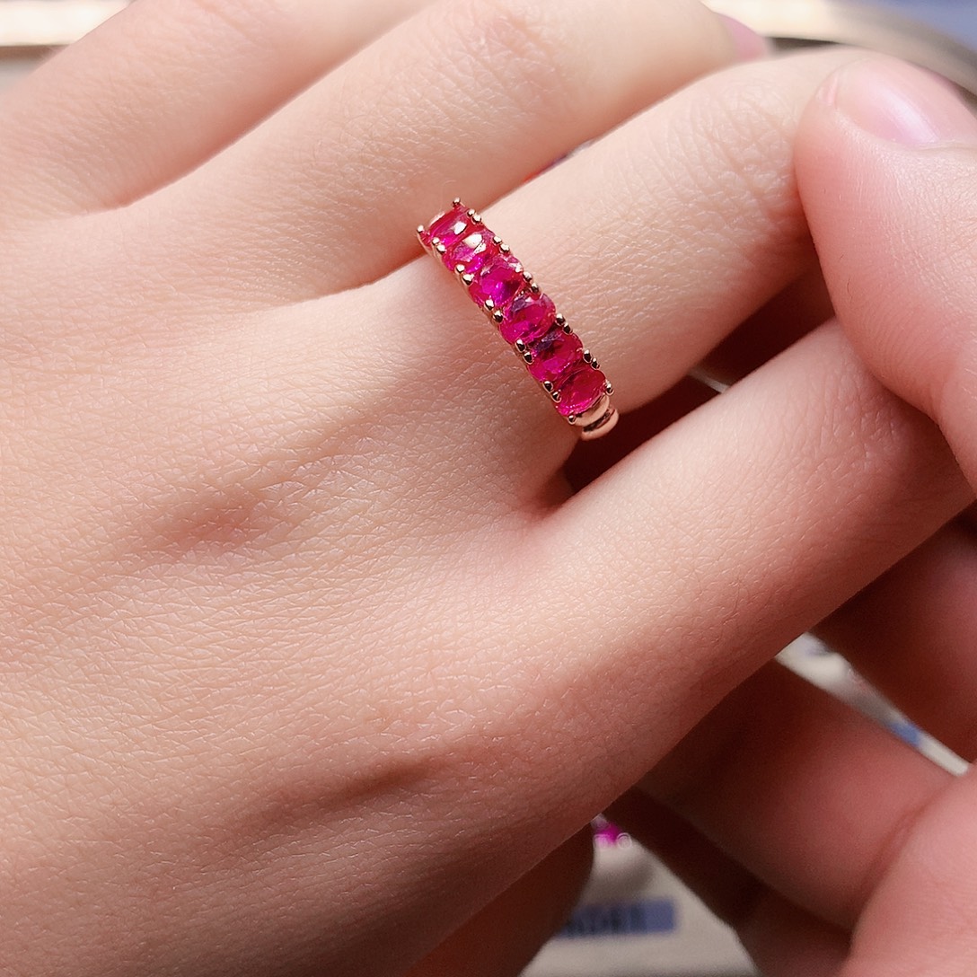 戒指银S925镶嵌红宝石