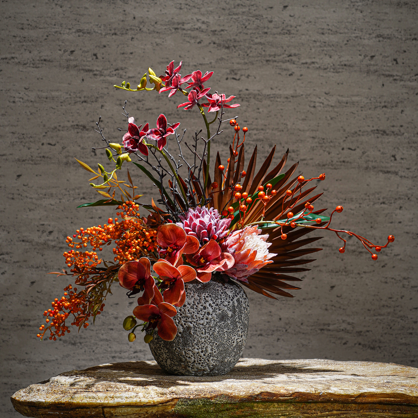 侘寂风花瓶软装仿真花艺售楼部会所摆设花复古酒店民宿新中式假花