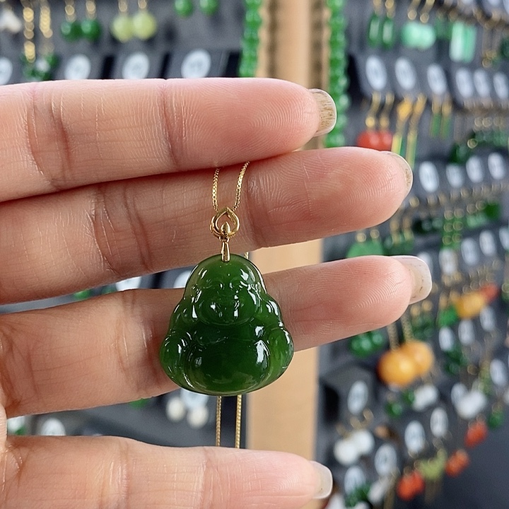 和田玉吊坠(赠链)18K金镶嵌