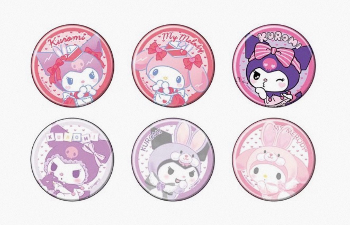 【三丽鸥】库洛米美乐蒂公式插画双人池闪吧唧