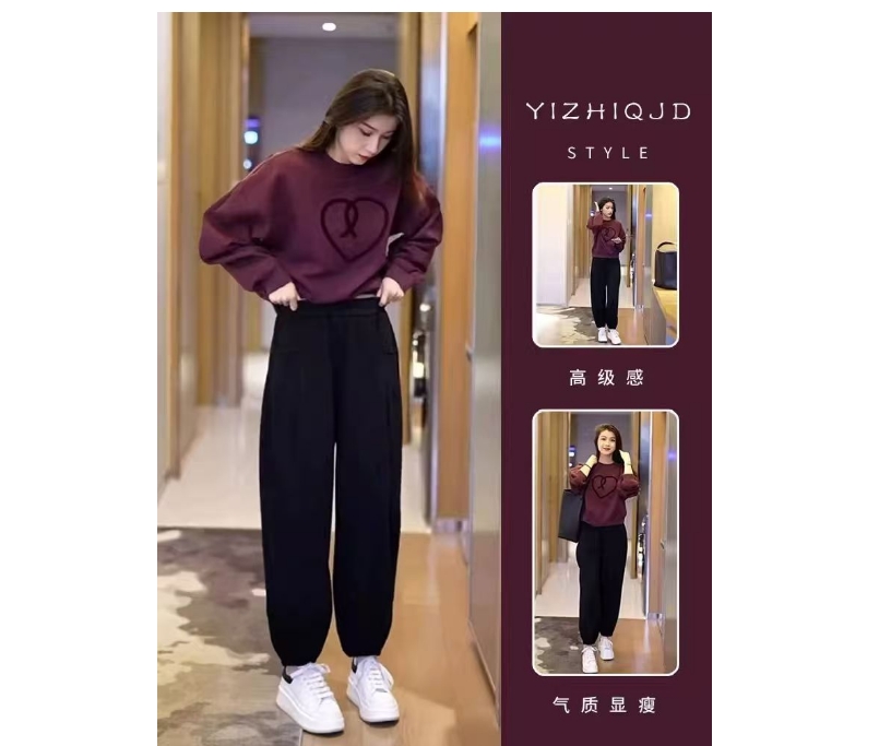 2025新款女装休闲风两件套减龄女装网红常规宽松洋气裤子运动套装