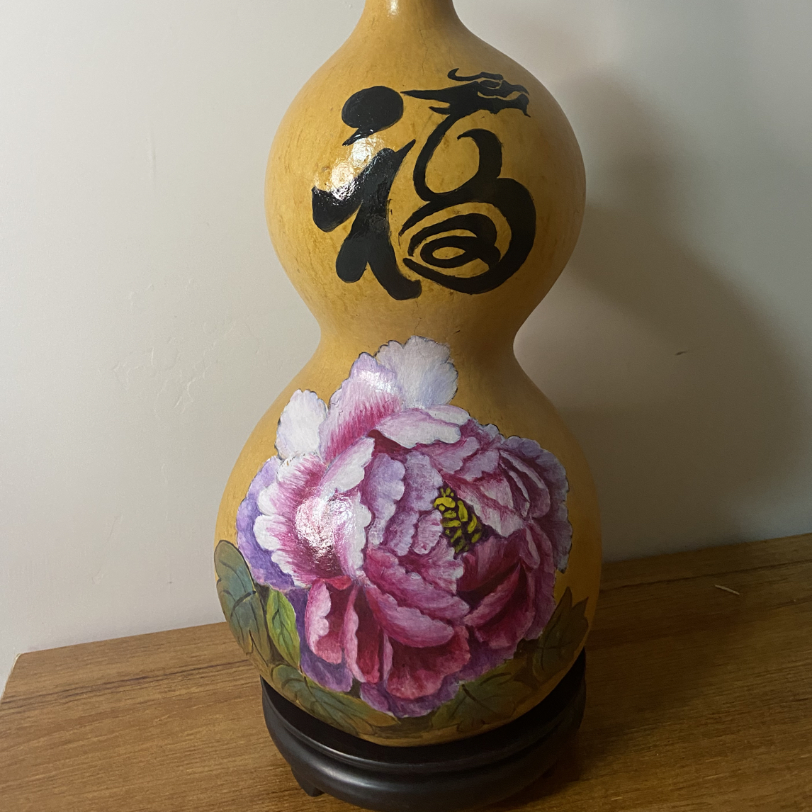 创意葫芦手工绘画天然葫芦摆件（送底座）不保龙头