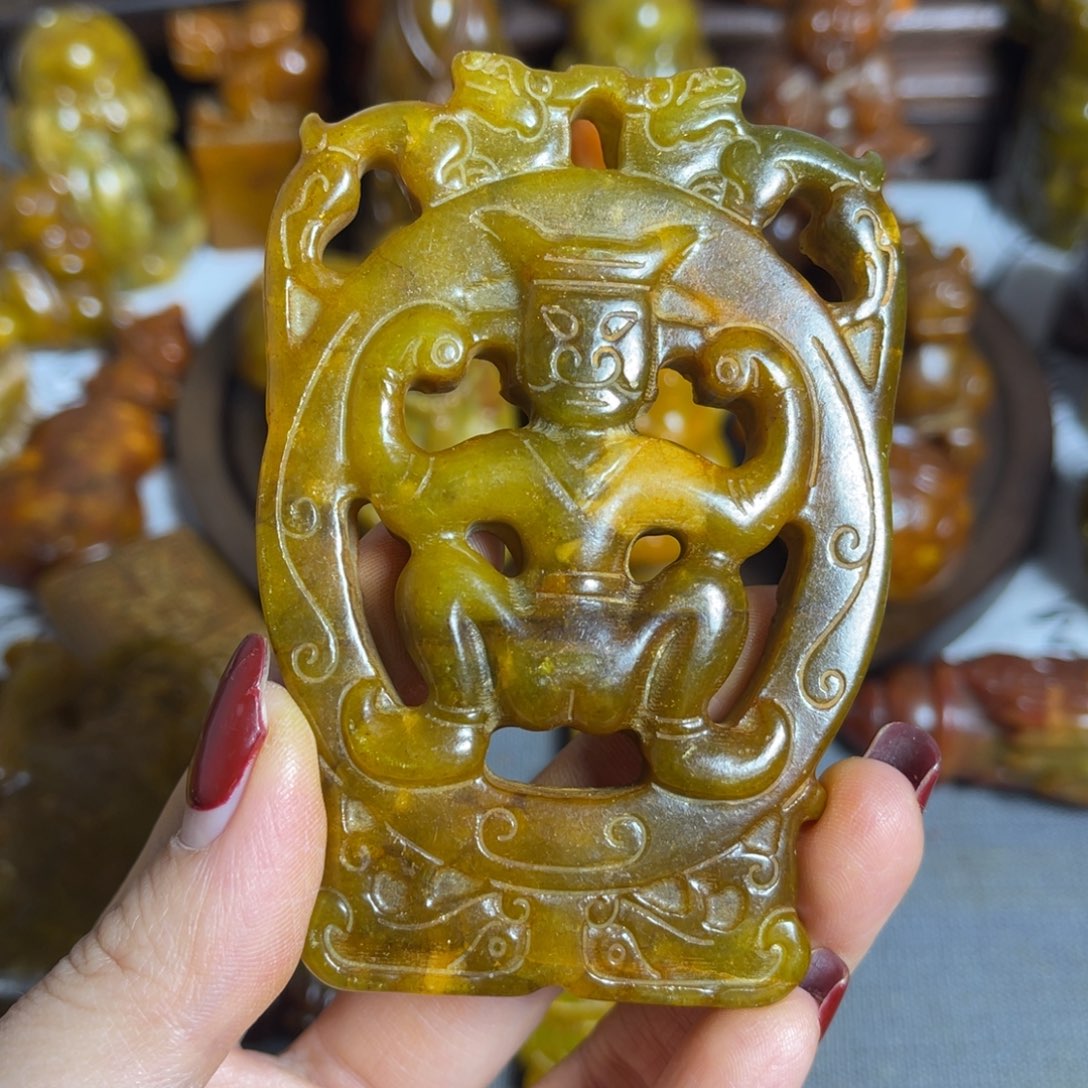 蛇纹石玉合金颈饰