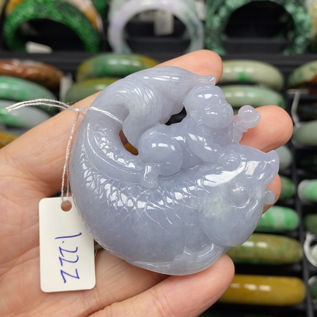 翡翠项链未镶嵌年年有鱼33号