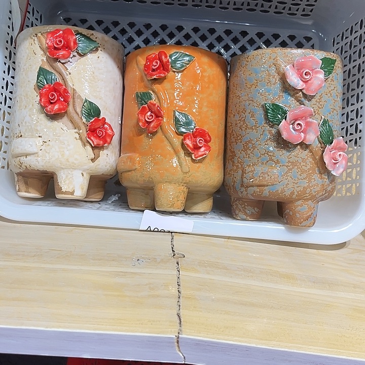 瓷片花盆多肉植物艺术品