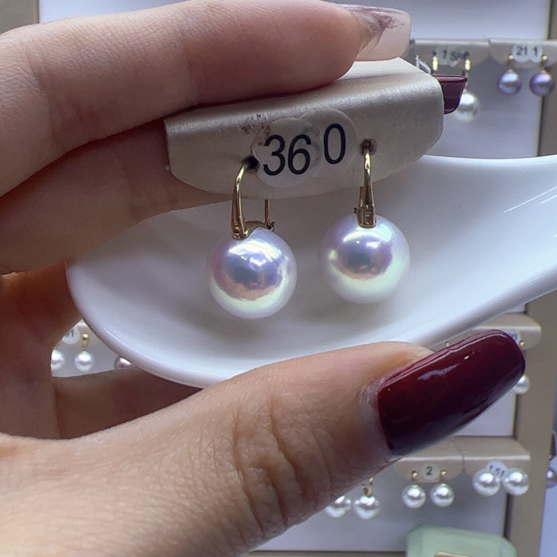 淡水珍珠耳饰18K金镶嵌