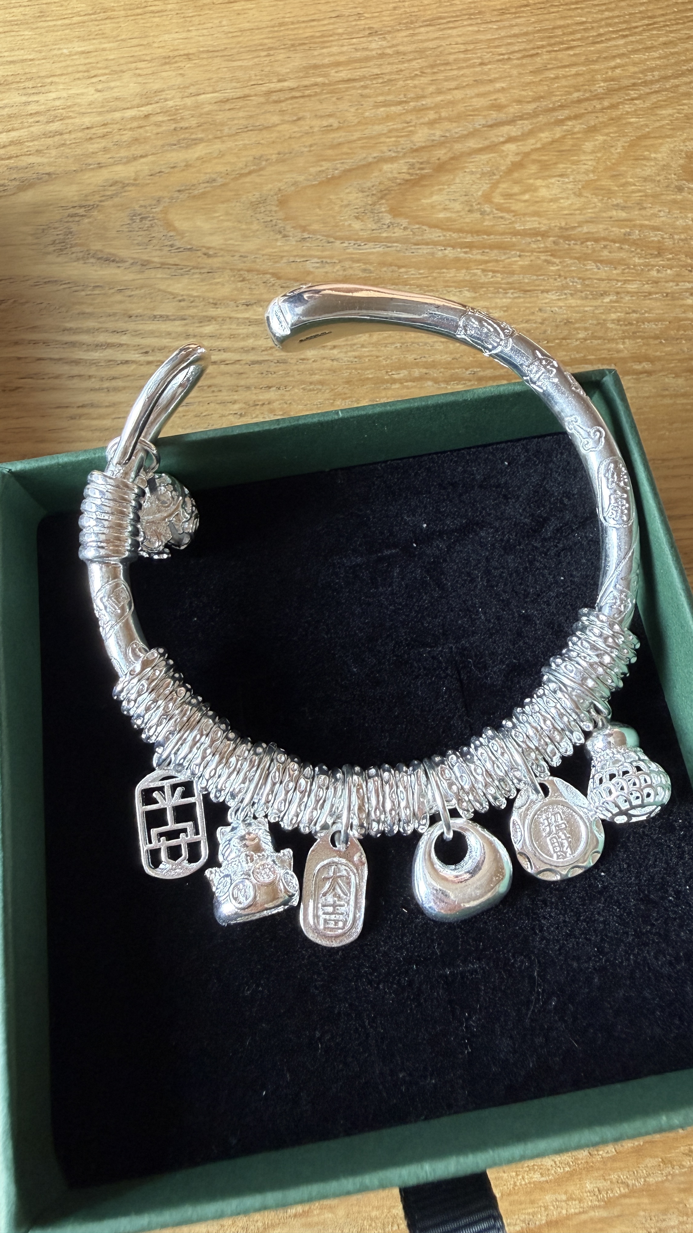 足银手镯 安纳福招财猫盘缠手镯女足银，实心轻奢小众，送女友礼物