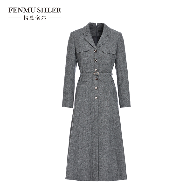 【丽公主专属】粉慕奢尔『摩登女王』绵羊毛复古赫本风连衣裙D2600