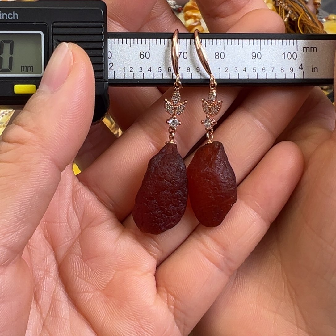 蜜蜡裸石银S925镀金镶嵌琥珀