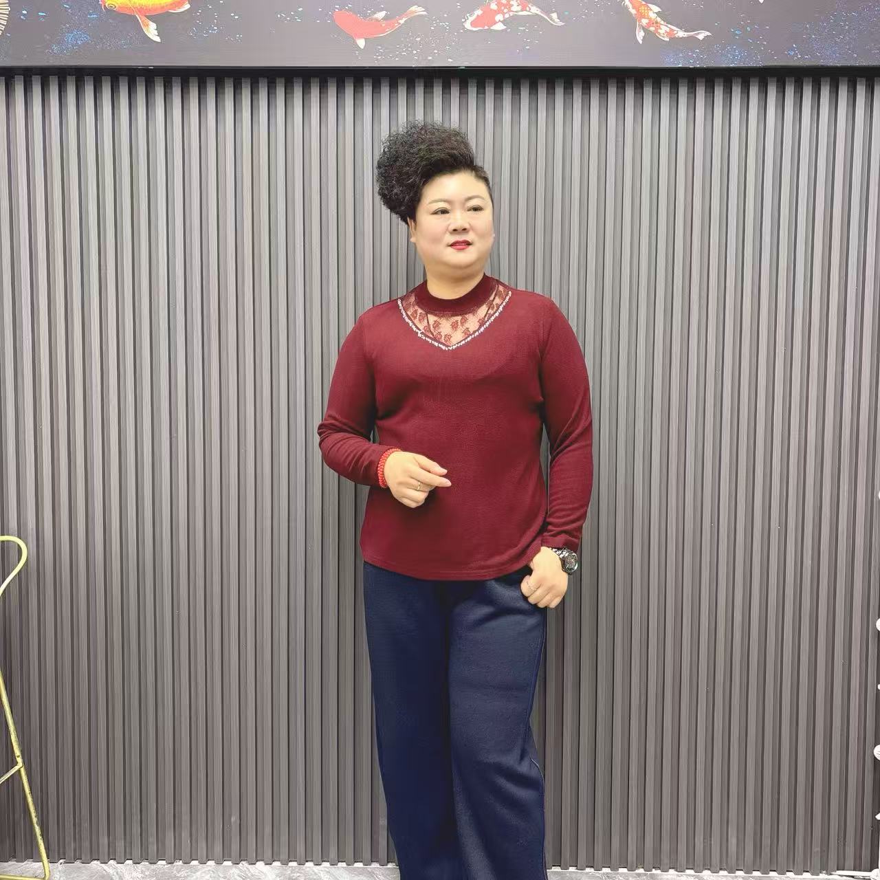 肥大码时尚徳绒打底衫3490