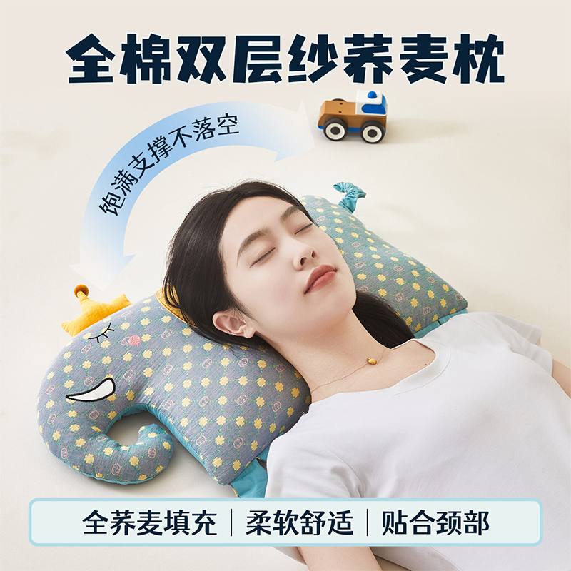 卡通护颈荞麦枕儿童枕头0-1-3-6岁以上幼儿园枕芯小学生四季通用