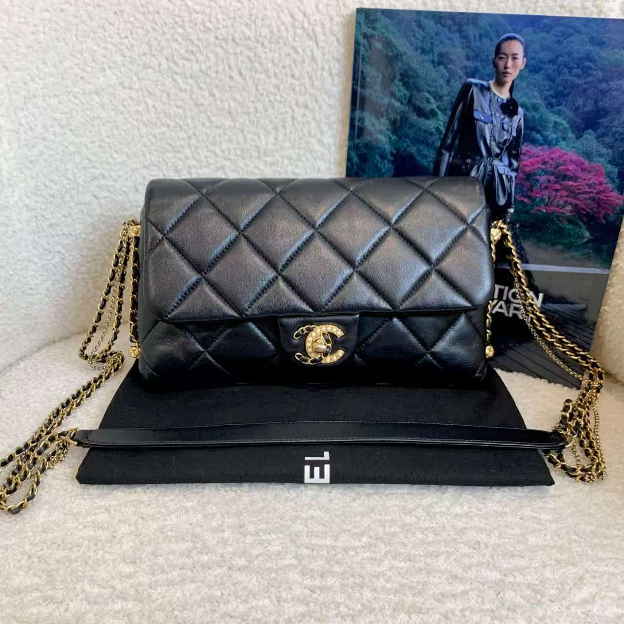 99新 Chanel/香奈儿 黑金羊鸳鸯扣/21066517/12期免息/代卖服务