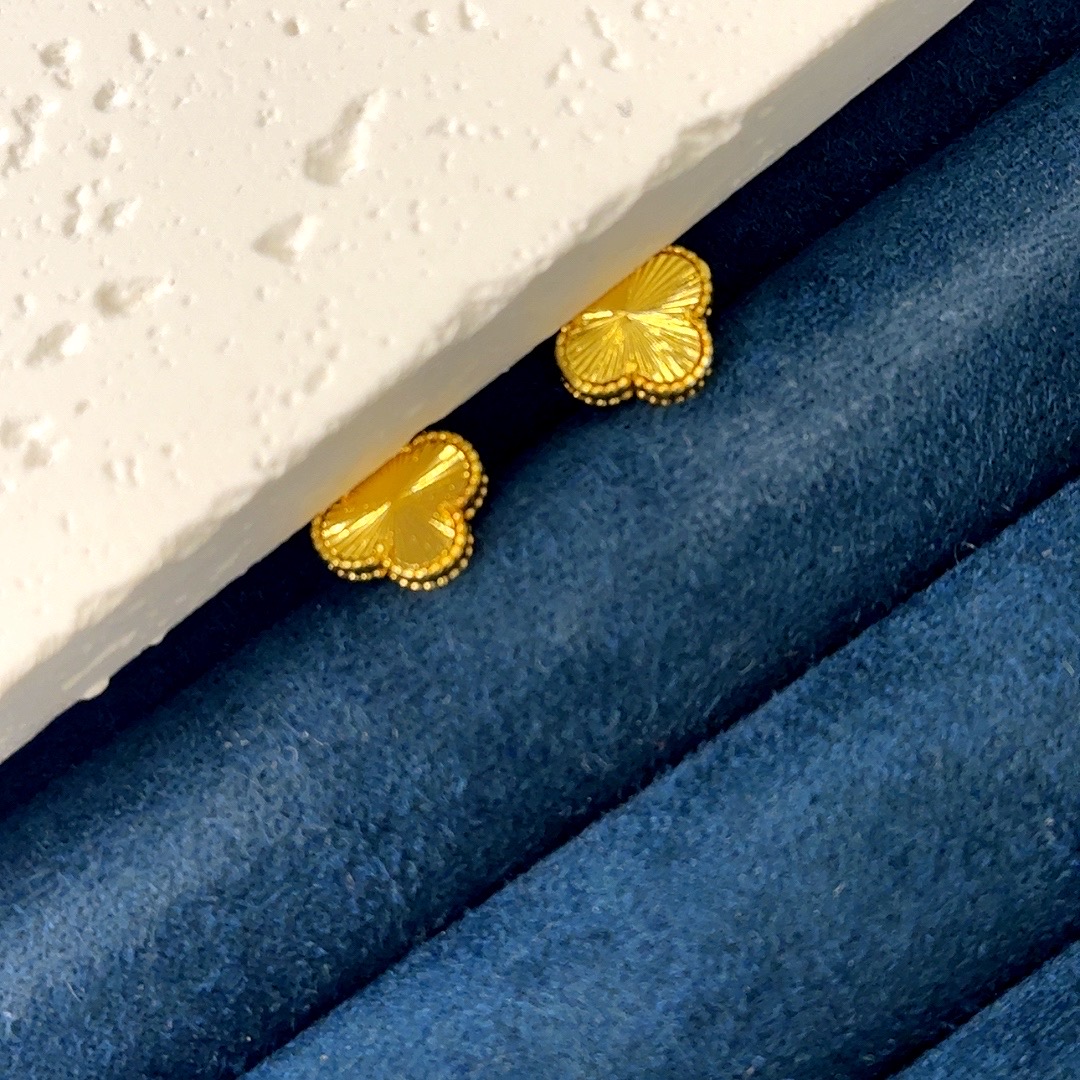 精工拉丝小草耳钉-428