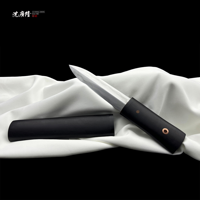 龙泉沈广隆-小隐剑 羽毛纹 烧刃 黑檀木 花纹钢 手工 宝剑 未开刃