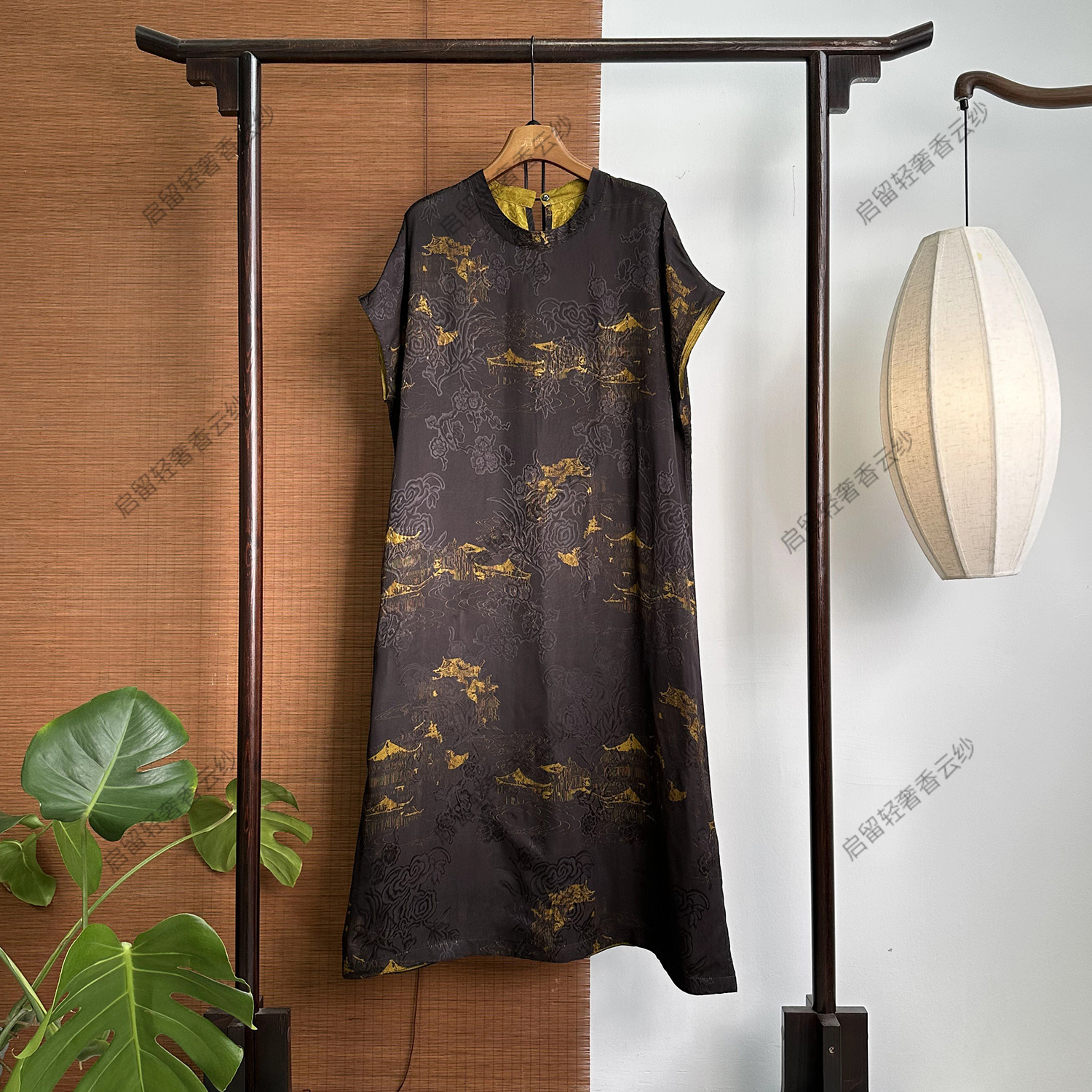 【250963】月宫黑金老料 40姆米 绞萝连衣裙双面穿