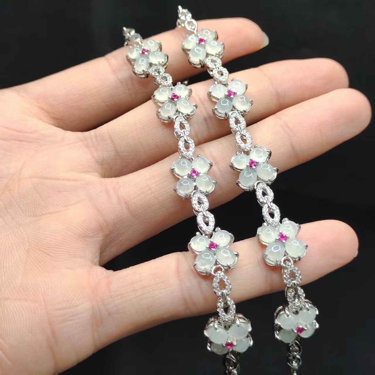 【龙龙严选】翡翠幸运草DIY单圈手链WYX【多样性发其一】