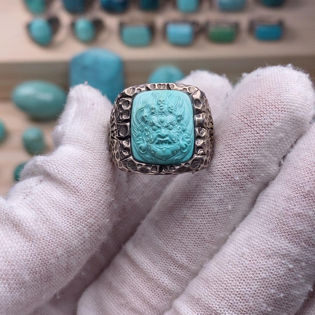 绿松石挂件银S925镶嵌