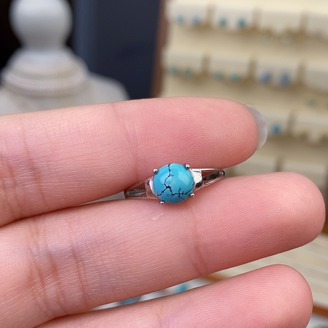 绿松石戒指银S925镶嵌