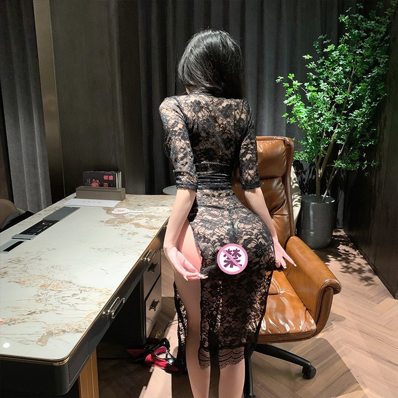复古性感修身显瘦旗袍蕾丝开衩纯欲内衣后妈hellokitty约会小妈裙