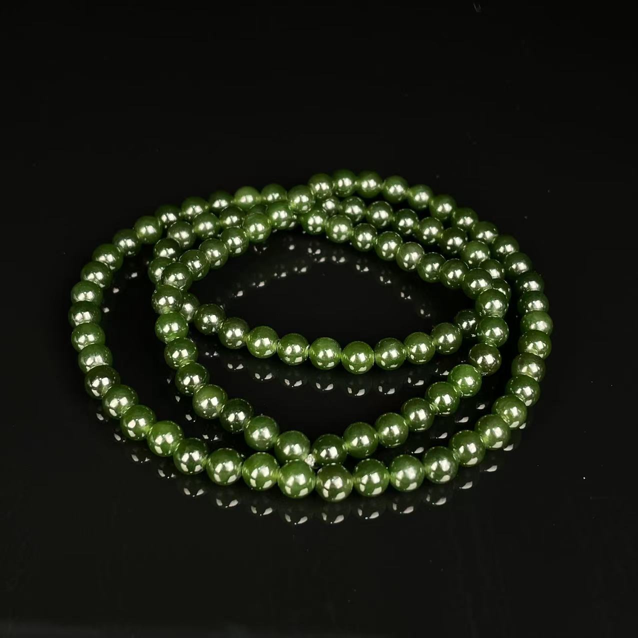 XT232146/民国和田碧玉珠串/上海西香记