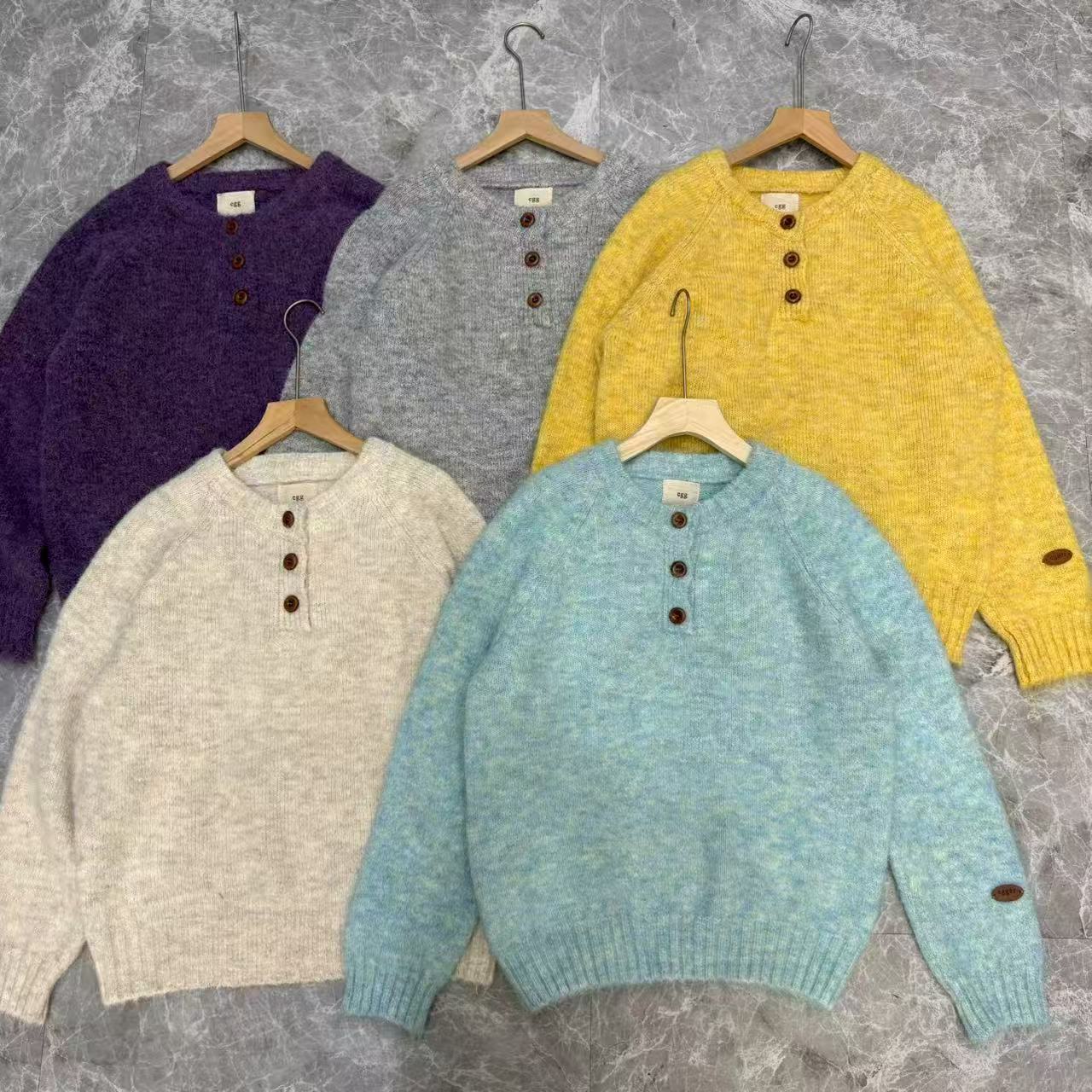 现货！多巴胺宽松彩扣显瘦套头毛衣2025秋冬新款韩版针织衫上衣