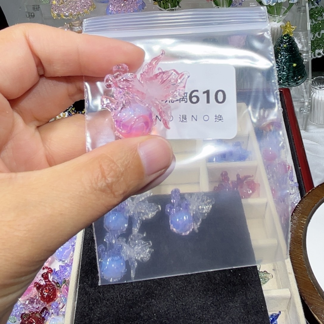 玻璃颈饰610粉色心脏