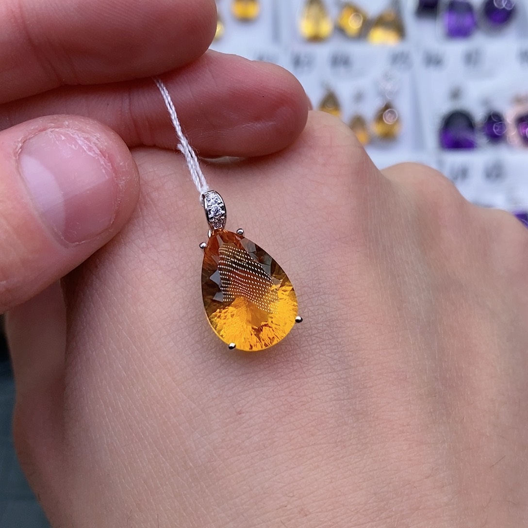 黄晶纯天然黄水晶银S925镶嵌