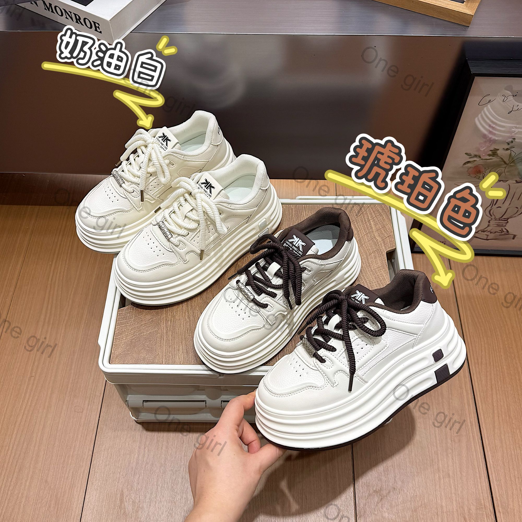 【布朗尼】2025新款厚底增高小白鞋女款秋季透气运动板鞋百搭休闲鞋