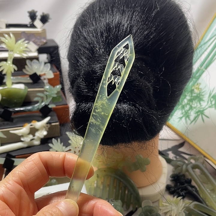 蛇纹石玉合金发饰