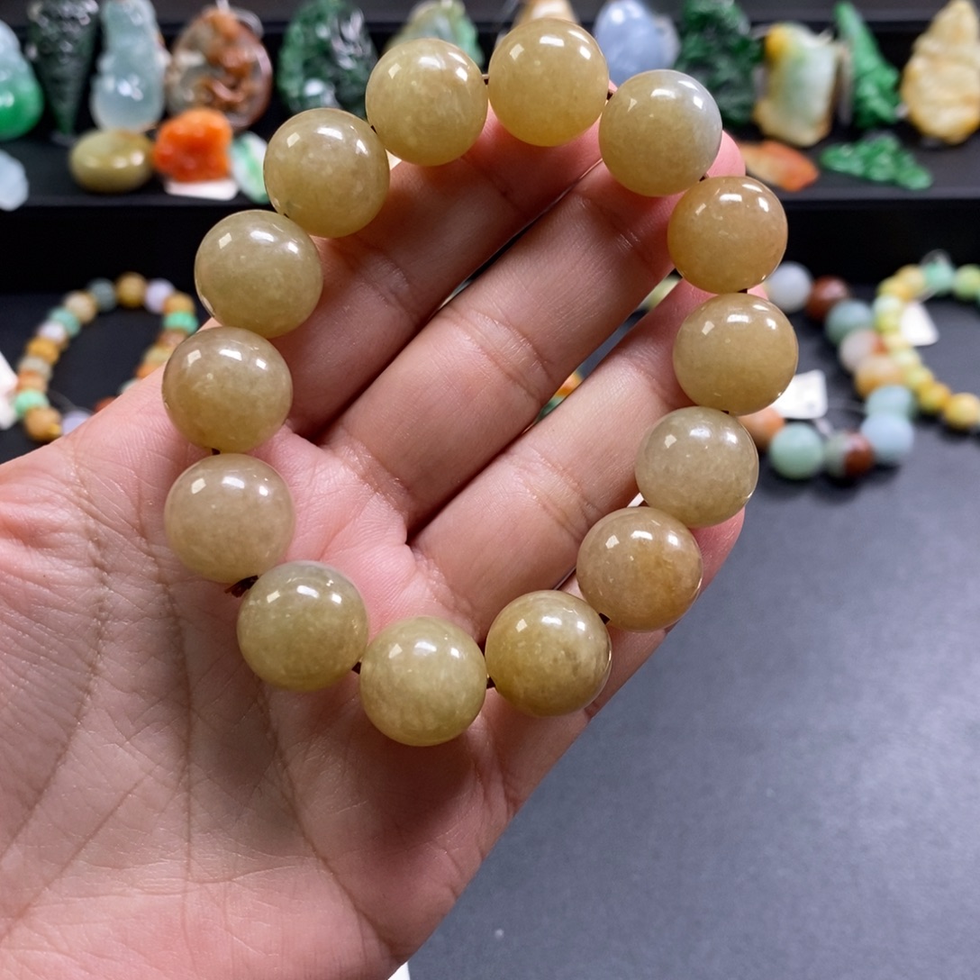 安***逸翡翠未镶嵌手串卡14*