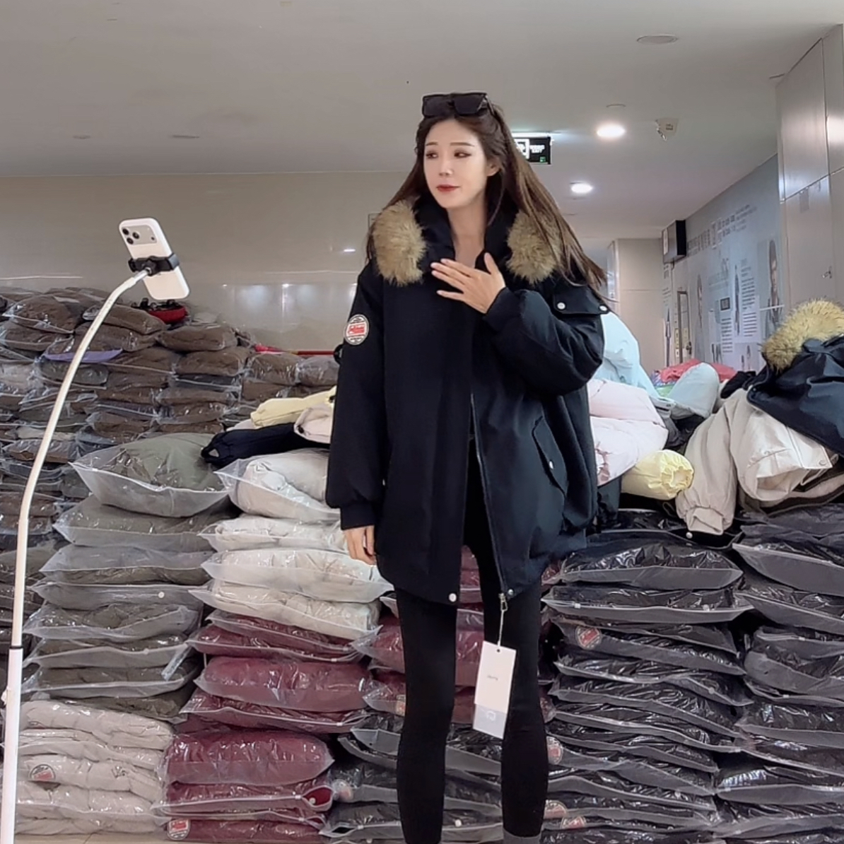 【柒汐】推荐冬季大毛领连帽派克棉服外套2677