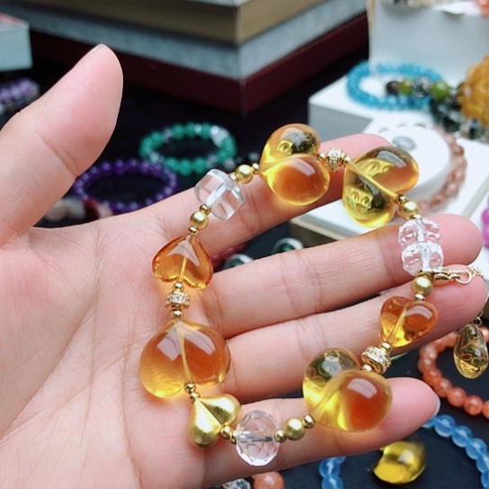 手链银S925镶嵌烟晶