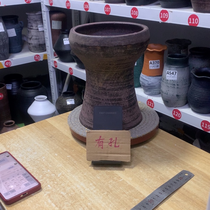 【闪购商品】红陶粗糙盆有孔高24口19