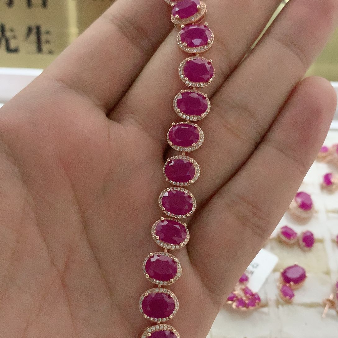 红宝石手链银S925镶嵌