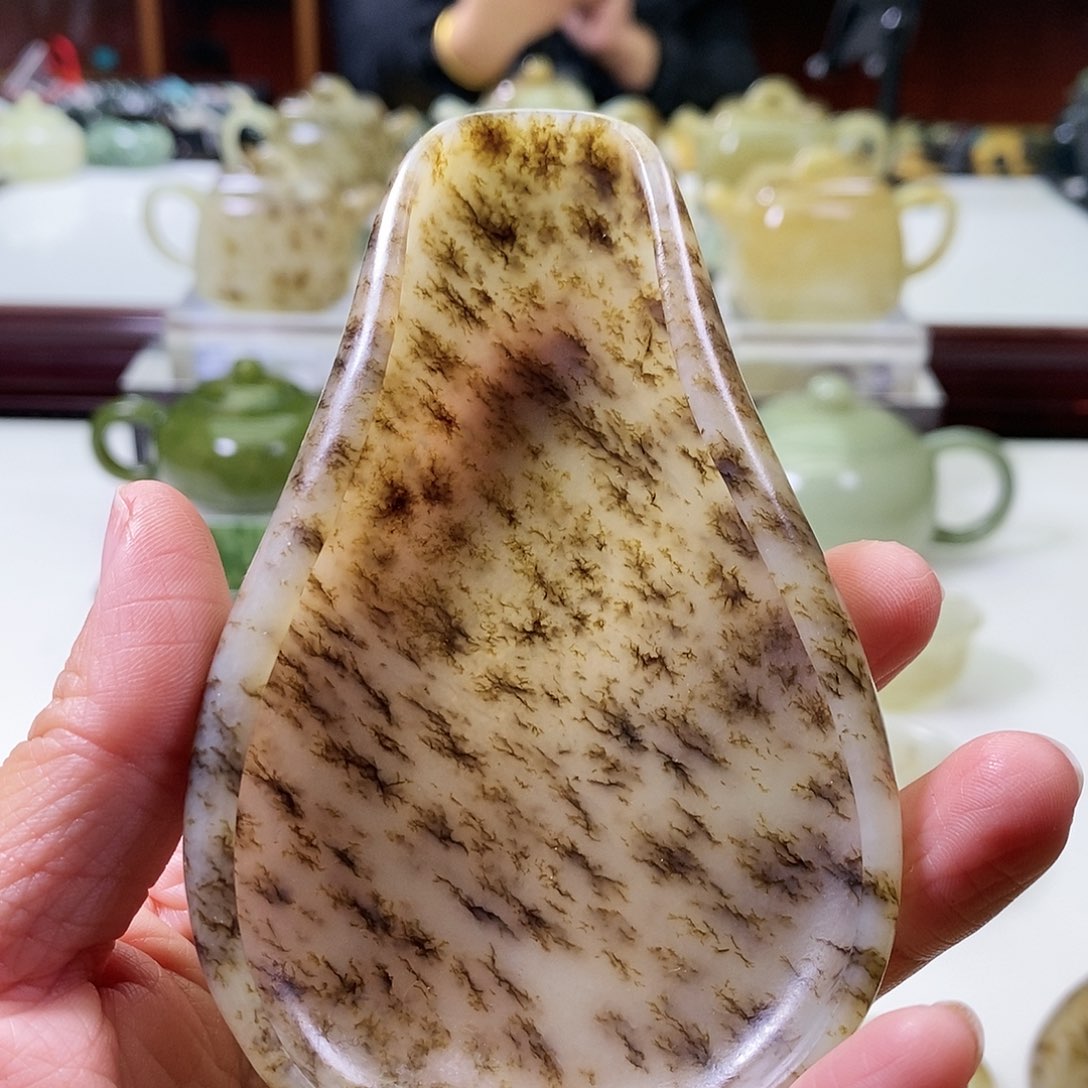 和田玉茶则未镶嵌唯**蚀
