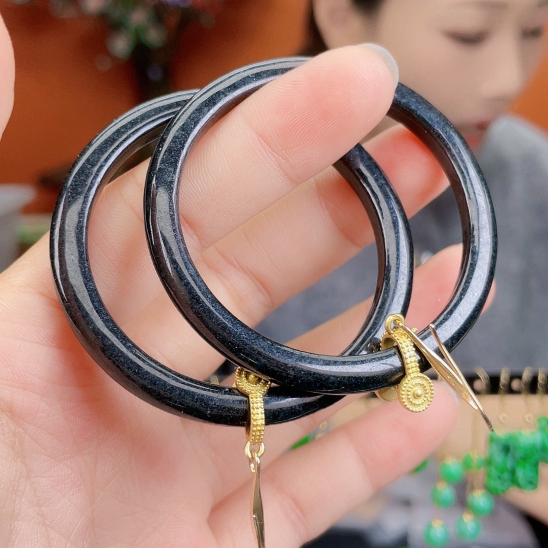 翡翠未镶嵌耳饰饰品