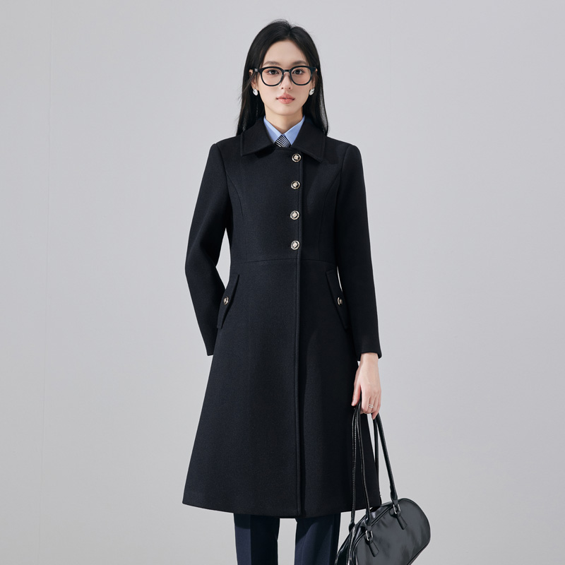 黑色小西装毛呢大衣外套女2025秋冬新款小众中长款防风保暖工作服