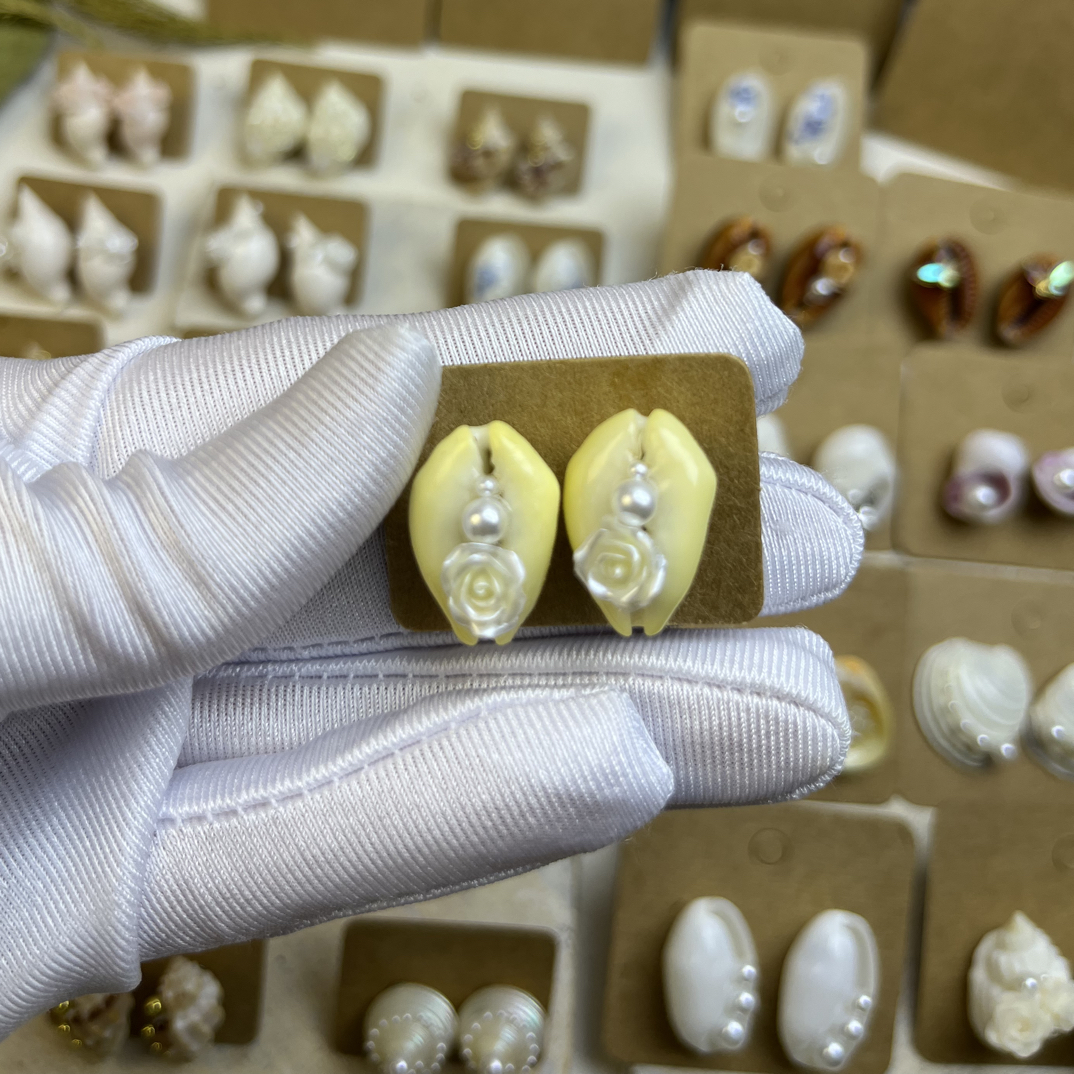 非金属仿珍珠耳饰 天然贝壳原创手工制作耳饰ES-091003