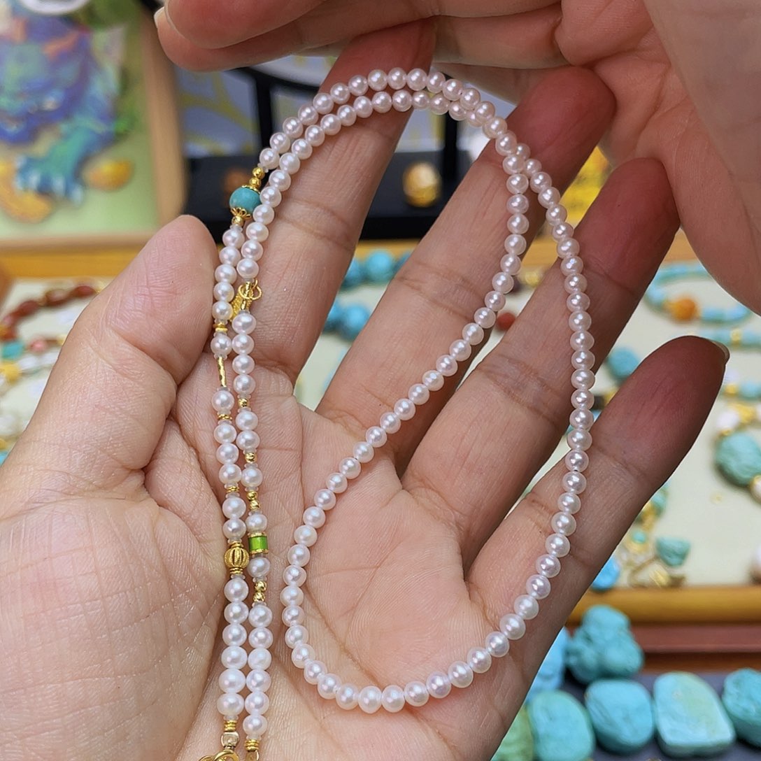 淡水珍珠18K金镶嵌项链