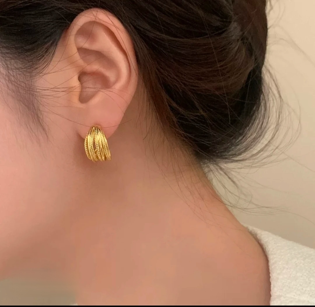 铜合金耳饰 铜合金耳饰【C型绕线耳钉】百搭时尚气质