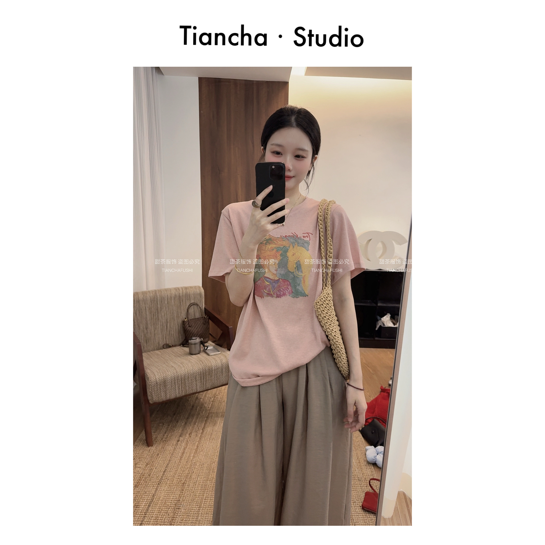D508#sweet c【小王子】2026夏季韩版正肩短袖T恤女ins宽松百搭