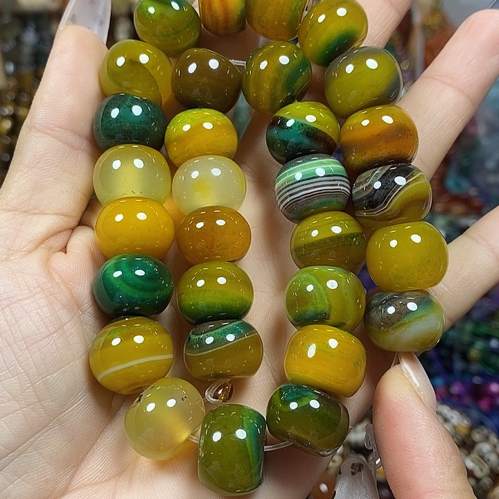 玛瑙/玉髓未镶嵌珠宝半成品玛瑙算盘珠卡15mm