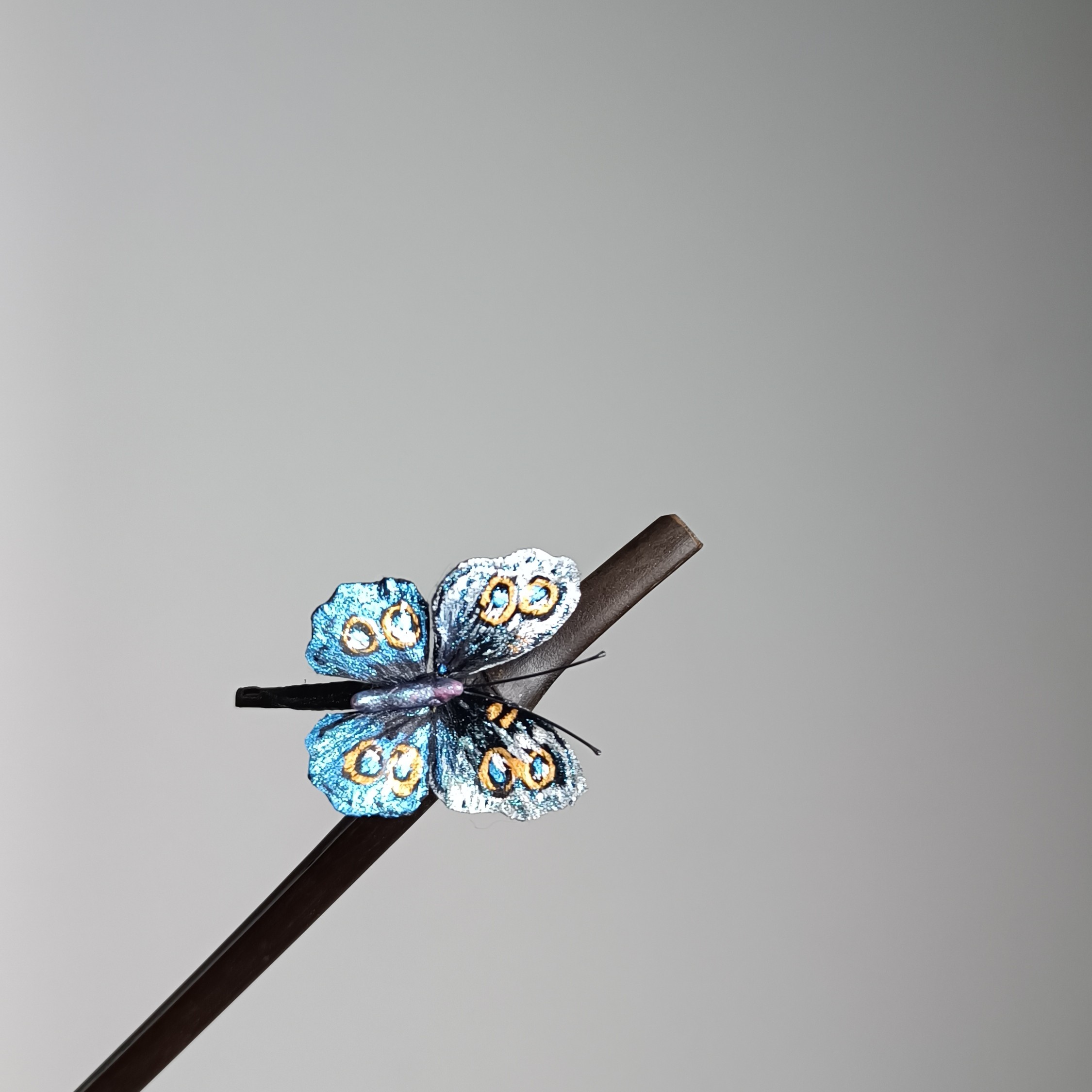 纯手工桑蚕丝手绘颤枝蝴蝶非遗绒花工艺蛱蝶配汉服旗袍新中式送礼