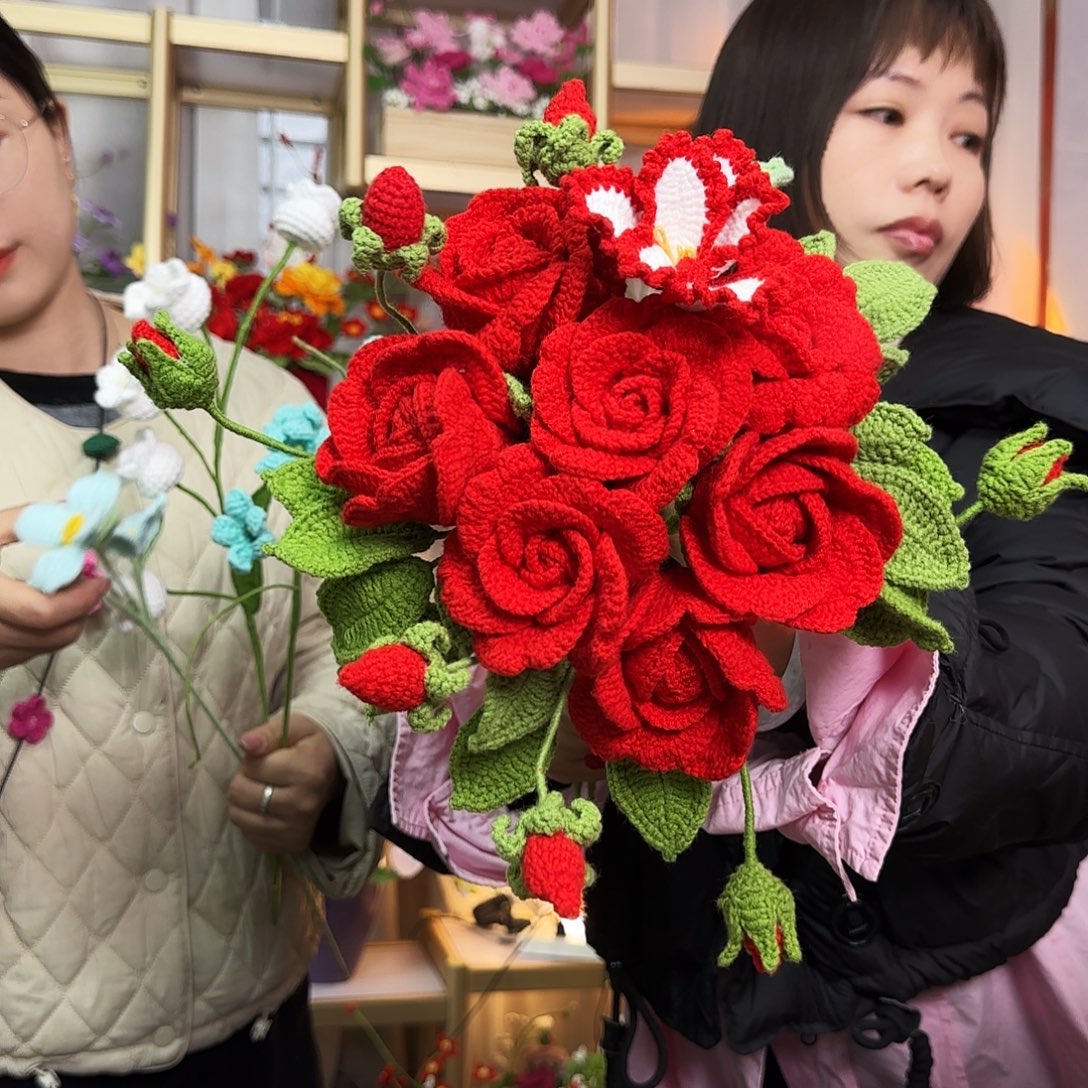 纯手工钩织钩织花束