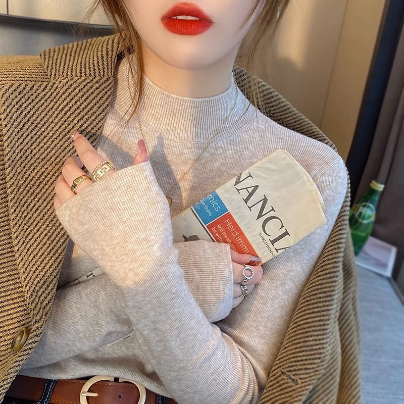针织衫女毛衫半高领打底衫内搭秋冬短款修身显瘦毛衣女