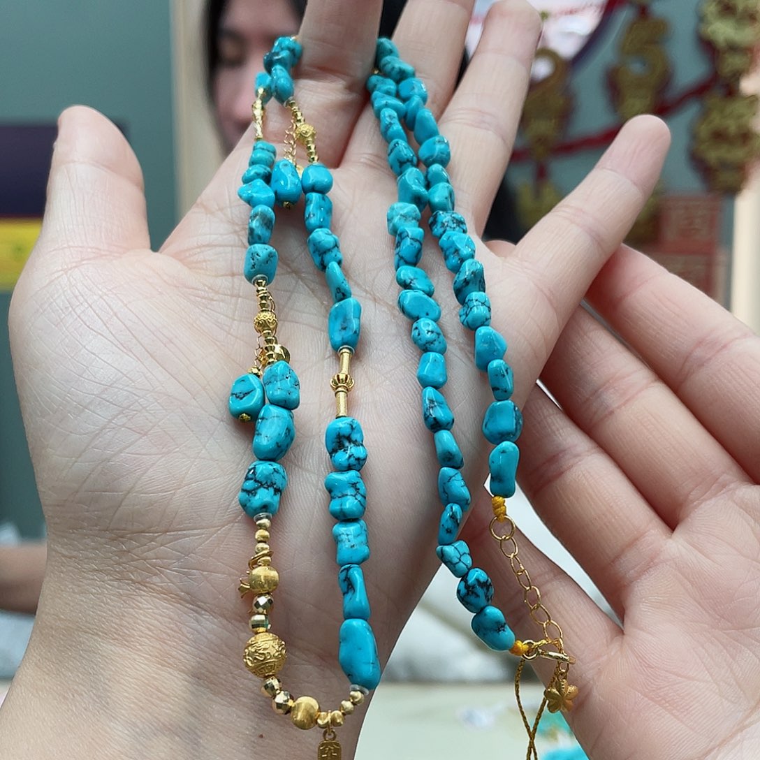 绿松石颈饰18K金镶嵌