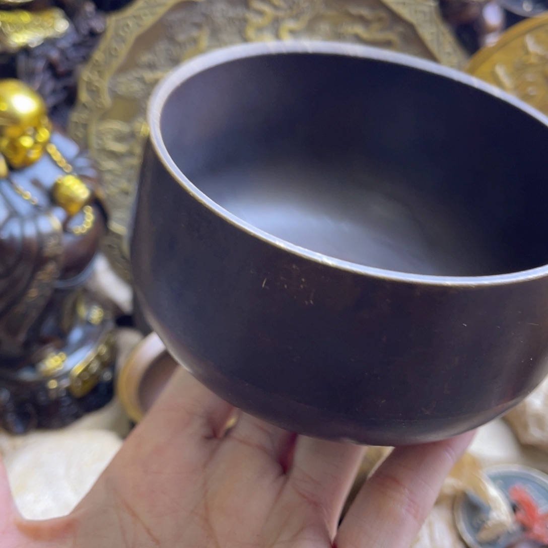 原矿风磨铜紫金钵盂